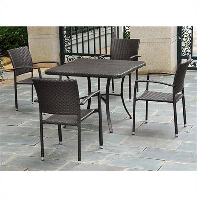 International Caravan Barcelona 39" Wicker Dining Table in Chocolate 