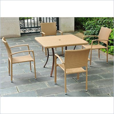 International Caravan Barcelona 39" Wicker Dining Table in Honey 