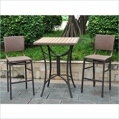 International Caravan Barcelona 3-Piece Bistro Set in Antique Brown 