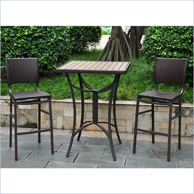 International Caravan Barcelona 3-Piece Wicker Bistro Set in Chocolate 