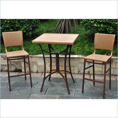 International Caravan Barcelona 3-Piece Wicker Bistro Set in Honey 