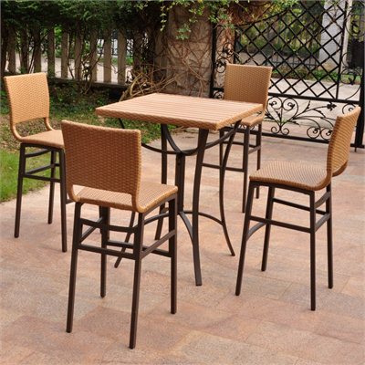 International Caravan Barcelona 5-Piece Bistro Patio Set in Honey 