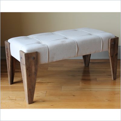 International Caravan Charlotte Fabric Vanity Bench with Wood Legs