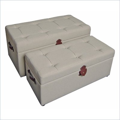 International Caravan Charlotte Set of 2 Tufted Fabric Storage Bench