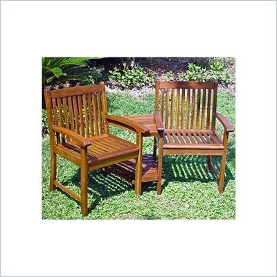 International Caravan Chatham Corner Double Patio Chair in Stain