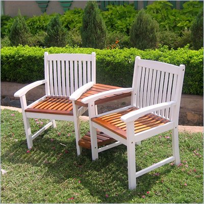 International Caravan Chatham Corner Double Patio Chair in White Oak