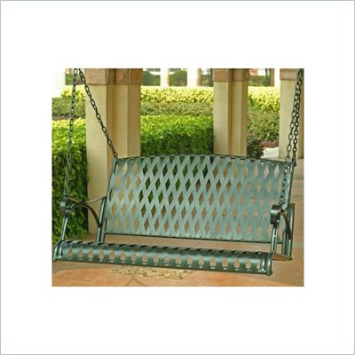 International Caravan Diamond Lattice Iron Outdoor Porch Swing