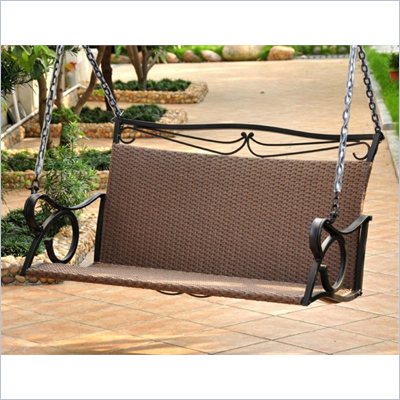 International Caravan Lisbon Loveseat Porch Swing in Antique Brown 