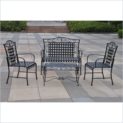 International Caravan 4 Piece Mandalay Iron Settee Patio Set