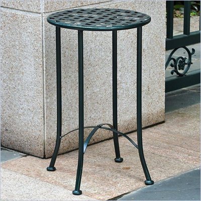 International Caravan Mandalay 15" Wrought Iron Table in Vert Gris 