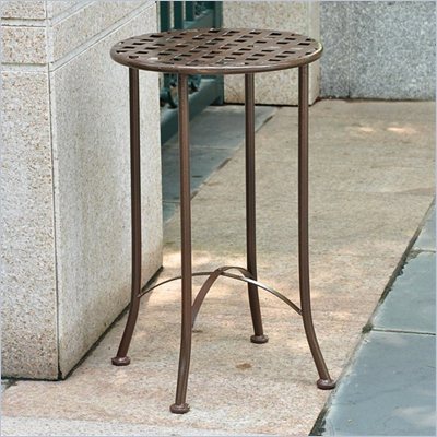 International Caravan Mandalay 15" Wrought Iron Table in Rustic Brown 