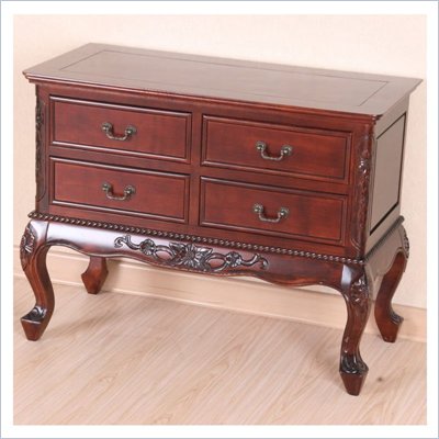 International Caravan Queen Anne 4-Drawer Wooden Console 