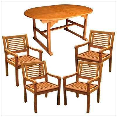 International Caravan Royal Tahiti 7-Piece Dining Set in Balau Stain 
