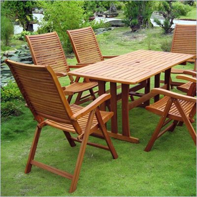 International Caravan  Royal Tahiti 7 Piece Dining Set in Balau Stain 