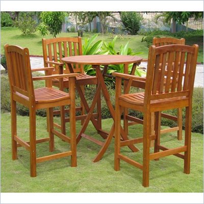 International Caravan Royal Tahiti 4-Piece Dining Set in Premium Stain 