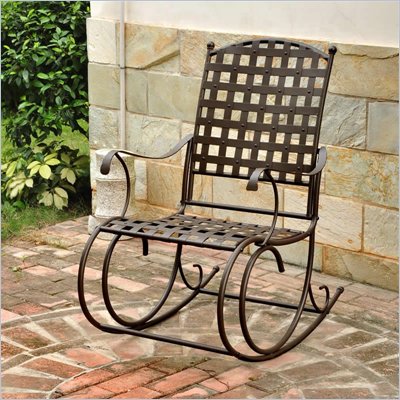 International Caravan Santa Fe Wrought Iron Outdoor Patio Rocker