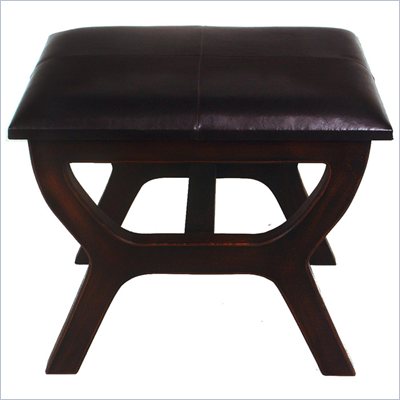 International Caravan Sicily Faux Leather Stool in Dark Chocolate
