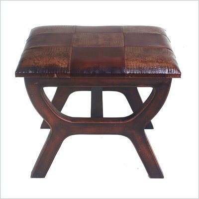International Caravan Sicily Faux leather Stool in Mixed Pattern 