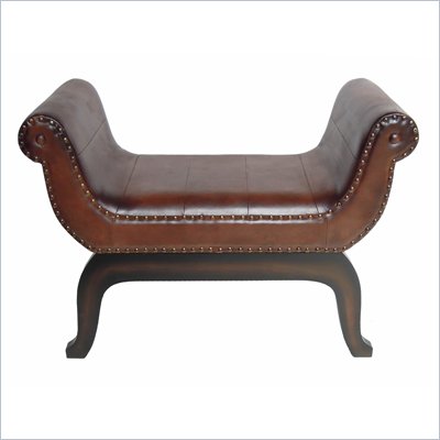 International Caravan Sicily Faux Leather Vanity Stool in Brown