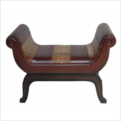 International Caravan Sicily Faux Leather Vanity Stool in Mix Pattern