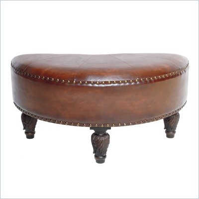 International Caravan Sicily Faux Leather Ottoman in Brown