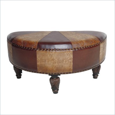International Caravan Sicily Faux Leather Ottoman in Mix Pattern