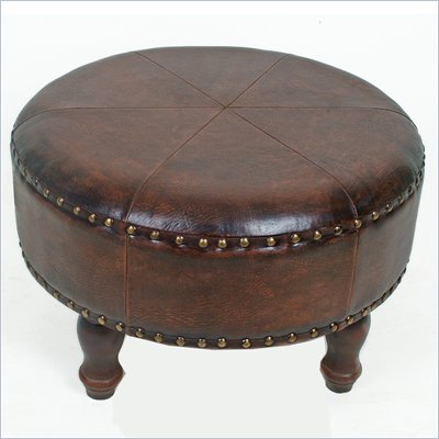 International Caravan Sicily 24" Round Ottoman Stool in Brown