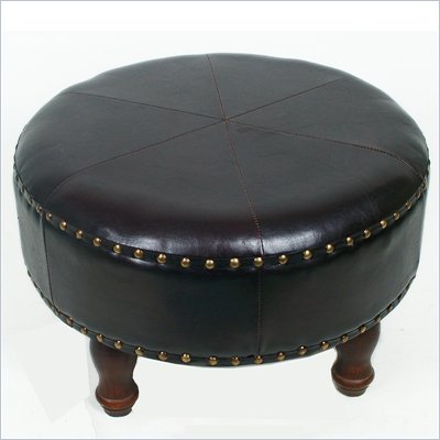 International Caravan Sicily 24" Round Ottoman Stool in Dark Chocolate
