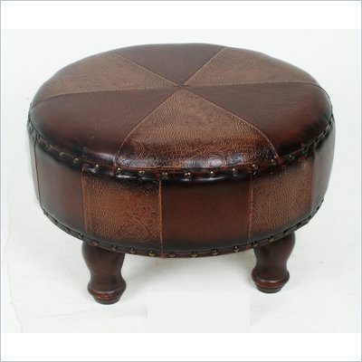 International Caravan Sicily 24" Round Ottoman Stool in Mix Pattern