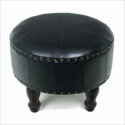 International Caravan Sicily 20" Round Ottoman in Dark Chocolate