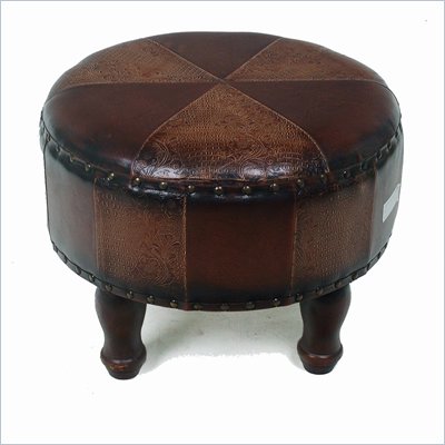 International Caravan Sicily 20" Round Ottoman in Mix Pattern
