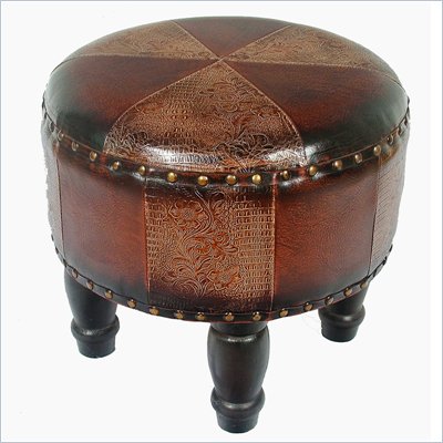 International Caravan Sicily 17" Round Stool in Mix Pattern