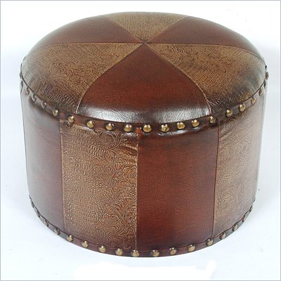 International Caravan Sicily 17" Round Stool in Mix Pattern
