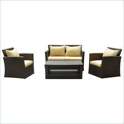 International Caravan St. Lucia 4 Piece Patio Set in Touch of Gold 