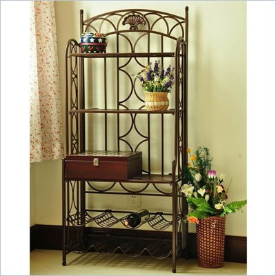 International Caravan Venice Iron 5-Tier Bakers Rack in Bronze