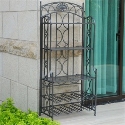 International Caravan Venice Iron 5-Tier Bakers Rack in Verti Gris