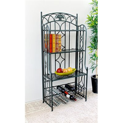 International Caravan Venice Iron 5-Tier Bakers Rack in Verdi Gris