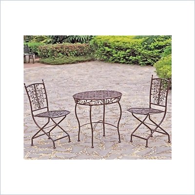 International Caravan Victoria 3 PC Iron Cafe Bistro Set in Bronze