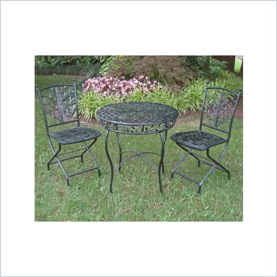 International Caravan Victoria 3 PC Iron Cafe Bistro Set in Verdi Gris