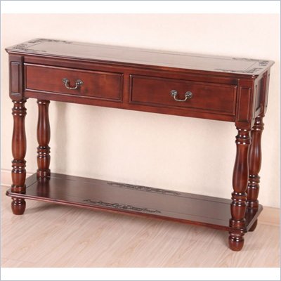 International Caravan Carved Wood 2 Drawer Rectangular Console Table