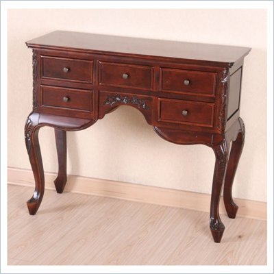 International Caravan Carved Wood 5-Drawer Wall Table