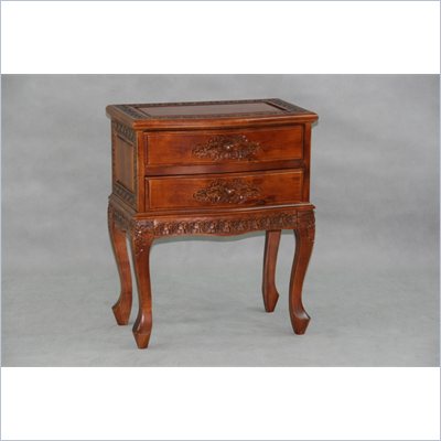 International Caravan Carved Wood 2-Drawer Night Stand