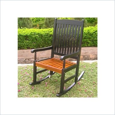 International Caravan Wooden Patio Rocker in Black/Oak