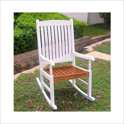 International Caravan Wooden Patio Rocker in White/Oak