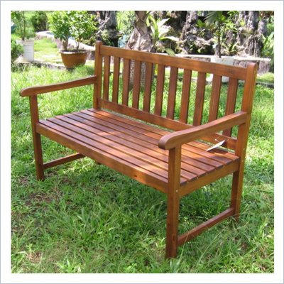International Caravan 4 Foot Oudoor Wooden Patio Bench