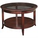 Leick Furniture Solid Wood Round Glass Top Coffee Table in Oak