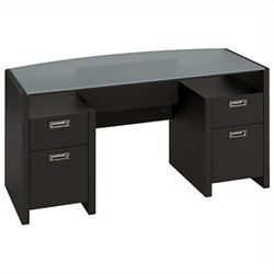 Kathy Ireland by Bush New York Skyline Bow-Front Desk in Modern Mocha
