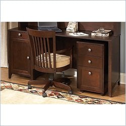Kathy Ireland by Bush Grand Expressions 66 Desk with 3 Drawer Mobile Filing Cabinet in Warm Molasses