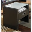 ADD TO YOUR SET: Kathy Ireland by Bush New York Skyline Glass Top End Table in Mocha