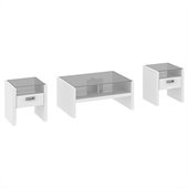 Kathy Ireland by Bush New York Skyline 3 Piece Coffee Table Set in Plumeria White